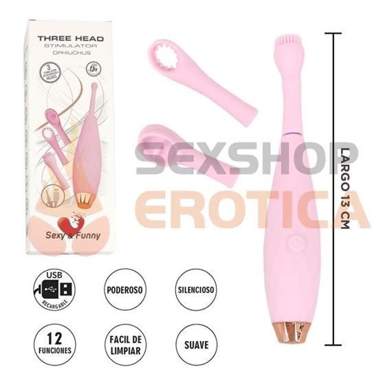 Vibrador con cabecales intercambiables y varias velocidades